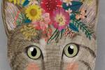 Leinwand Katzen-Blumendruck