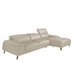 Chaise longue en cuir de vachette taupe Gris - Cuir véritable - Textile - 316 x 102 x 176 cm