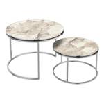 Set de 2 tables d'appoint Skagen rondes Imitation marbre blanc