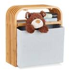 Bambus Hocker mit Aufbewahrung Braun - Grau - Bambus - Textil - 41 x 45 x 20 cm