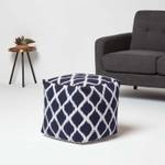 Designer Hocker Pouf Ikat blau weiß 40 x 40 x 40 cm