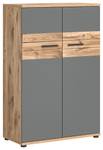 Armoire de bureau Mason Gris - En partie en bois massif - 80 x 122 x 37 cm