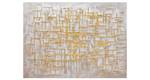 Tableau peint à la main Glossy Maze Beige - Doré - Bois massif - Textile - 100 x 75 x 4 cm