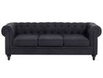 3-Sitzer Sofa CHESTERFIELD Graphit - Grau - Eiche Dunkel - 202 x 70 x 75 cm - Textil