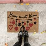 Paillasson coco Home Sweet Home Noir - Marron - Rouge - Fibres naturelles - Matière plastique - 60 x 2 x 40 cm