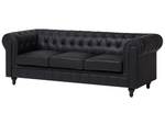 Ecksofa CHESTERFIELD Schwarz - Eiche Dunkel - 280 x 77 x 85 cm - Kunstleder