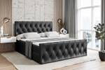 Boxspringbett - AMAY Hochglanz Schwarz - Breite: 140 cm - H3