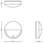 Aussenleuchte mit Sensor Capricorn Grau - Glas - Metall - 22 x 22 x 8 cm