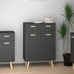 Commode Hans anthracite/goldkraft Gris - Bois manufacturé - 119 x 82 x 39 cm