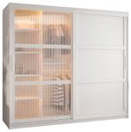 ARMOIRE À PORTES COULISSANTES FLUTES Largeur : 200 cm - Argenté