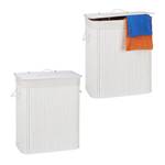 Lot de 2 paniers à linge bambou blanc Marron clair - Blanc