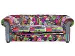 3-Sitzer Sofa CHESTERFIELD Grau - Grün - Hellgrün - Multicolor - Pink - Violett - 200 x 71 x 96 cm