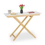 Klapptisch Bambus höhenverstellbar Braun - Weiß - Bambus - Holzwerkstoff - 105 x 70 x 50 cm