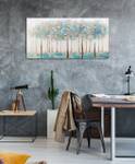 Acrylbild handgemalt Wald der Feen Beige - Türkis - Massivholz - Textil - 120 x 60 x 4 cm