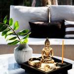 Zen Garten mit Buddha Schwarz - Braun - Holzwerkstoff - Kunststoff - Stein - 13 x 12 x 13 cm