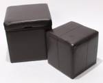 Siège cube (lot de 2) Marron - Cuir véritable - 44 x 45 x 44 cm