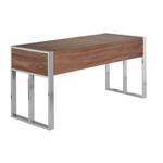 Schreibtisch aus Nussbaum und Stahl Braun - Metall - Massivholz - Holzart/Dekor - 158 x 76 x 62 cm