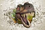 3D Ziegel Dinosaurier Fototapete Wald