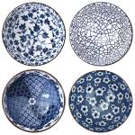 4tlg Geschirr-Set Japanisches Porzellan Blau - Porzellan - 7 x 25 x 25 cm
