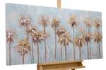 Tableau peint Morning in the Tropics Bleu - Marron - Bois massif - Textile - 120 x 60 x 4 cm