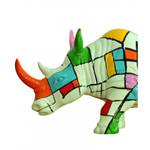 Statue rhinocéros blanc multicolore Porcelaine - 54 x 24 x 18 cm