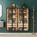 Badezimmerschrank Prometheus Ⅰ Braun - Holzwerkstoff - Glas - Metall - 36 x 155 x 74 cm