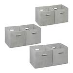 6 x Aufbewahrungsbox Stoff grau Grau - Silber