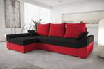 Ecksofa DENVI Schwarz - Rot - Ecke davorstehend links