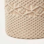 Astrid - Makramee-Pouf Beige - Textil - 40 x 42 x 40 cm