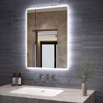 LED Badezimmerspiegel Touch/Wandschalter Silber - Glas - 80 x 60 x 5 cm