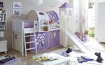 Rutschbett mit Turm Ekki Violett - Weiß