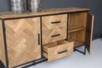 Sideboard Teaked Schwarz - Massivholz - 145 x 85 x 45 cm