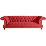 Ivette Sofa 3-Sitzer Rot - Textil - Holz teilmassiv - 253 x 80 x 100 cm