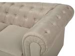 Canapé 3 places CHESTERFIELD Beige - Chêne foncé - 222 x 78 x 85 cm - Textile