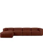 Ecksofa BUFFO 6-Sitzer Orange - Breite: 377 cm - Armlehne beidseitig montierbar - Ecke davorstehend links - Ottomane davorstehend links