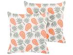 Kissen 2er Set AVENS Grün - Orange - Weiß - Textil - 45 x 10 x 45 cm