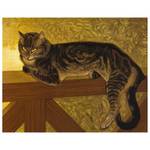 Leinwandbild Katze auf Einer Balustrade Textil - 2 x 80 x 100 cm