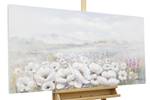 Tableau peint à la main Field of Scent Gris - Vert - Bois massif - Textile - 120 x 60 x 4 cm