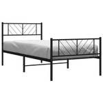 Bettgestell mit Kopf und Fußteil X888 Schwarz - Metall - 105 x 90 x 196 cm