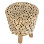 Teakholz Hocker Merida Beige - Massivholz - 36 x 40 x 36 cm