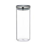 Pot en verre pour stockage jeu de 3;1,5L Argenté - Verre - Métal - Matière plastique - 10 x 24 x 10 cm