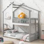 Kinderbett Etagenbett Hemera Ⅱ Ebenholz Dekor - Grau - Holz - Weiß