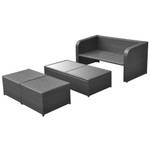 Lounge-Set (4-teilig) 3000635 Schwarz - Metall - Polyrattan - 57 x 60 x 108 cm