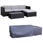 Gartenlounge CALIFORNIA + Haube Schwarz - Kunststoff - Polyrattan - 217 x 64 x 150 cm