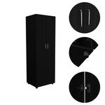 Armoire Aurora Noir - Bois manufacturé - Matière plastique - 60 x 180 x 49 cm