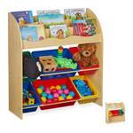 Kinderregal mit Aufbewahrungsboxen Blau - Braun - Rot - Holzwerkstoff - Metall - Kunststoff - 83 x 89 x 32 cm