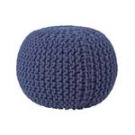 Runder Strickpouf 100% Baumwolle Nachtblau