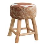 Holz Hocker aus Kuhleder und