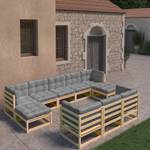 Garten-Lounge-Set (10-teilig) 3009745-2 Grau - Holz