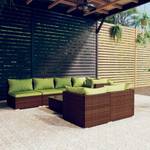 Salon de jardin (lot de 8) 3013637-6 Marron - Vert - Métal - Polyrotin - 60 x 30 x 60 cm